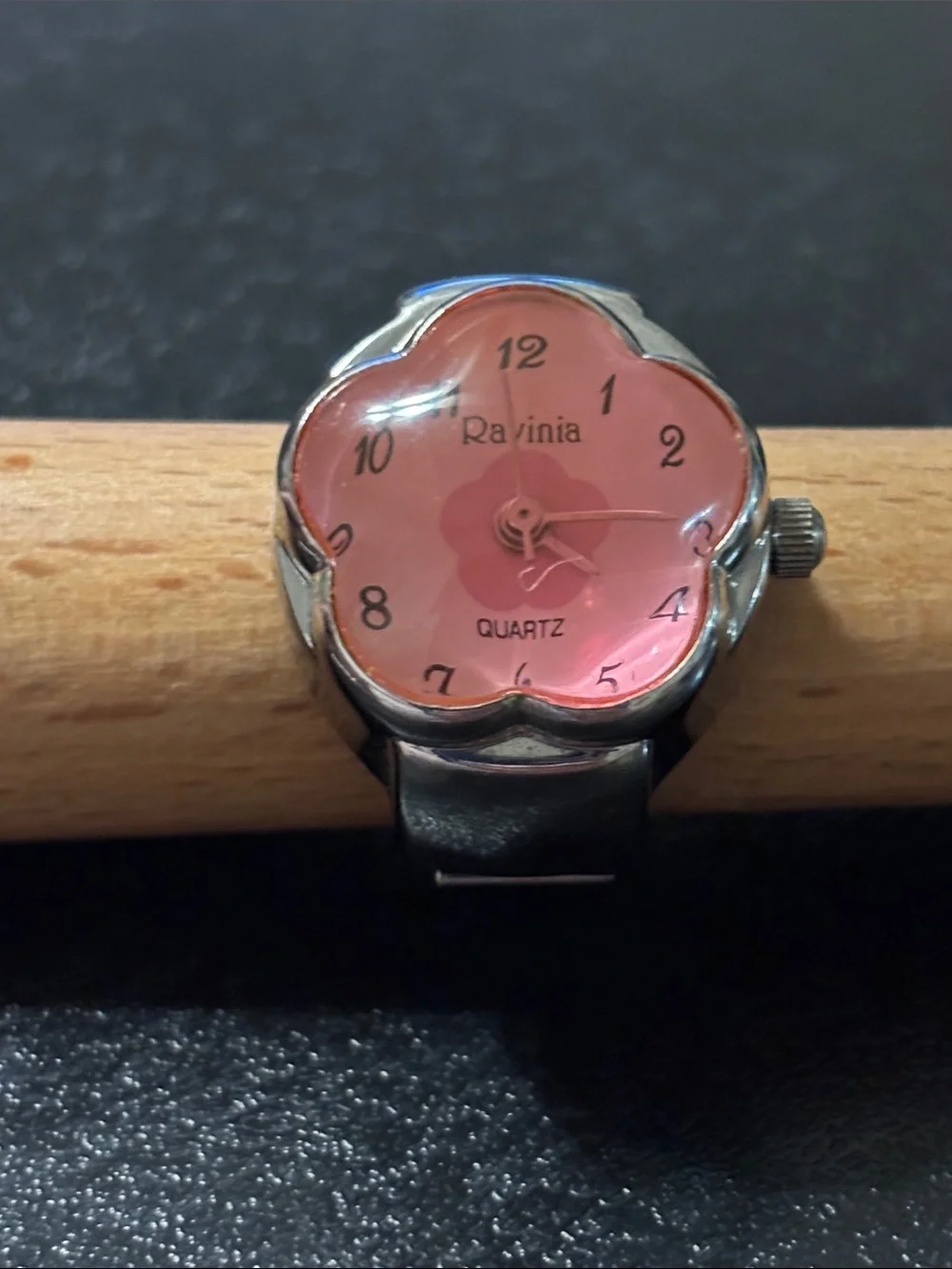 Pink Floral Quartz Ring Watch NOT RUNNING